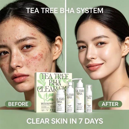 Private Label Salicylic Acid BHA Tea Tree Oil Control Cleanser Toner Acne Cream and Serum anti Acne Skincare Set