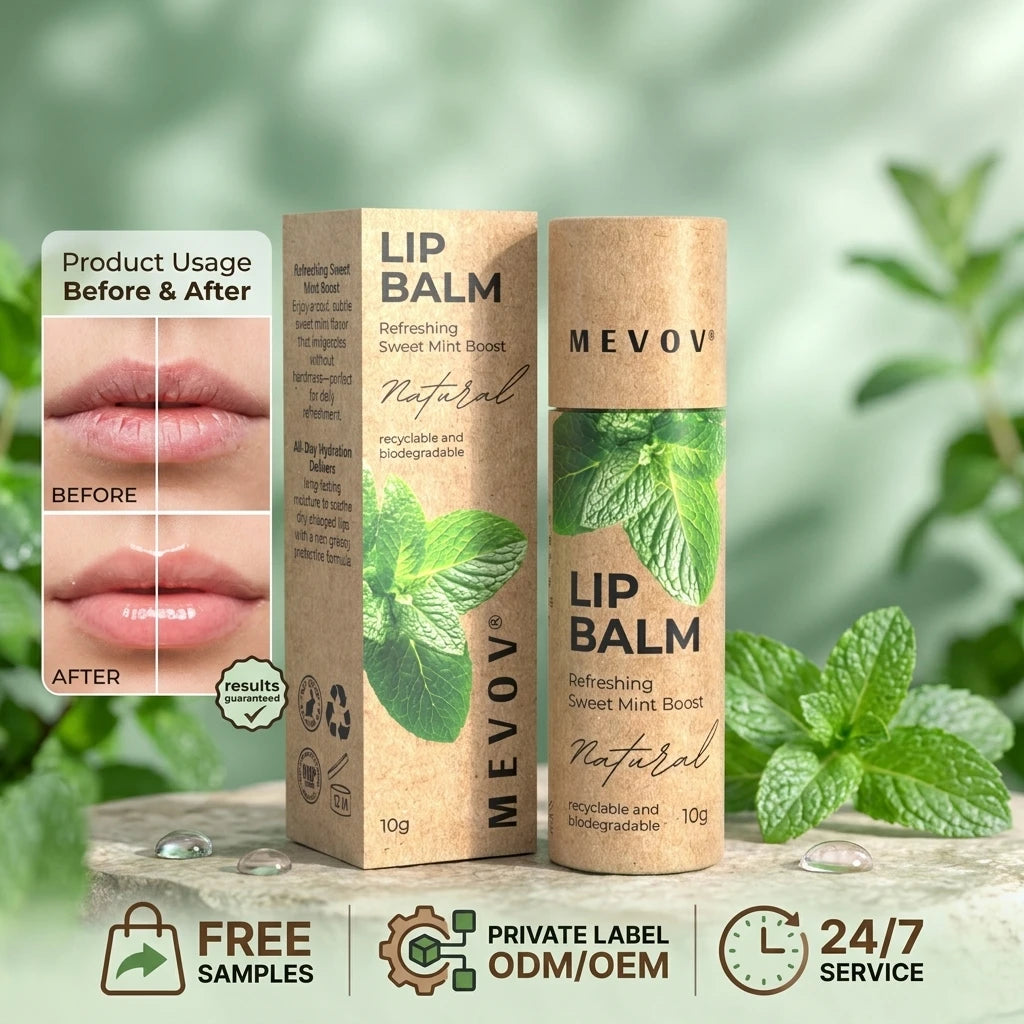 Private Label Natural Lip Balms & Moisturizers Hydrates with Beeswax Vitamin E Coconut Oil Lip Balm in Recyclable Cardboard Tube