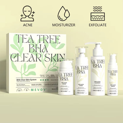 Private Label Salicylic Acid BHA Tea Tree Oil Control Cleanser Toner Acne Cream and Serum anti Acne Skincare Set