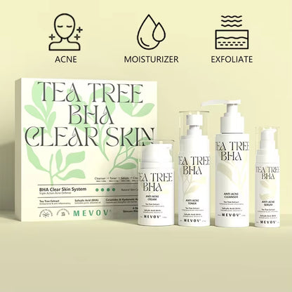 Private Label Salicylic Acid BHA Tea Tree Oil Control Cleanser Toner Acne Cream and Serum anti Acne Skincare Set