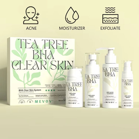 Private Label Salicylic Acid BHA Tea Tree Oil Control Cleanser Toner Acne Cream and Serum anti Acne Skincare Set