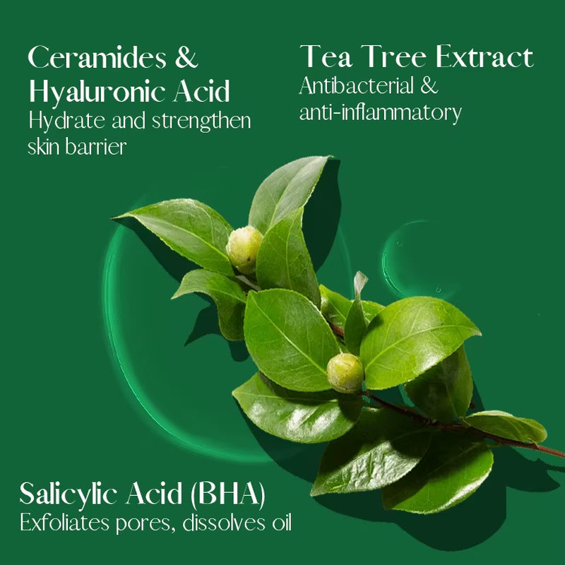 Private Label Salicylic Acid BHA Tea Tree Oil Control Cleanser Toner Acne Cream and Serum anti Acne Skincare Set