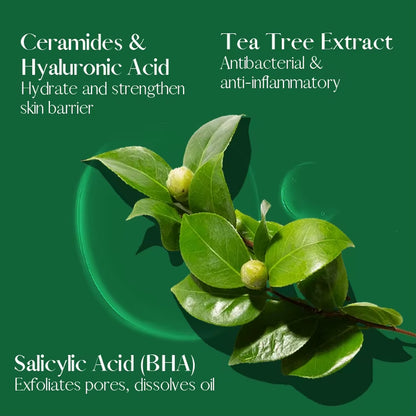 Private Label Salicylic Acid BHA Tea Tree Oil Control Cleanser Toner Acne Cream and Serum anti Acne Skincare Set