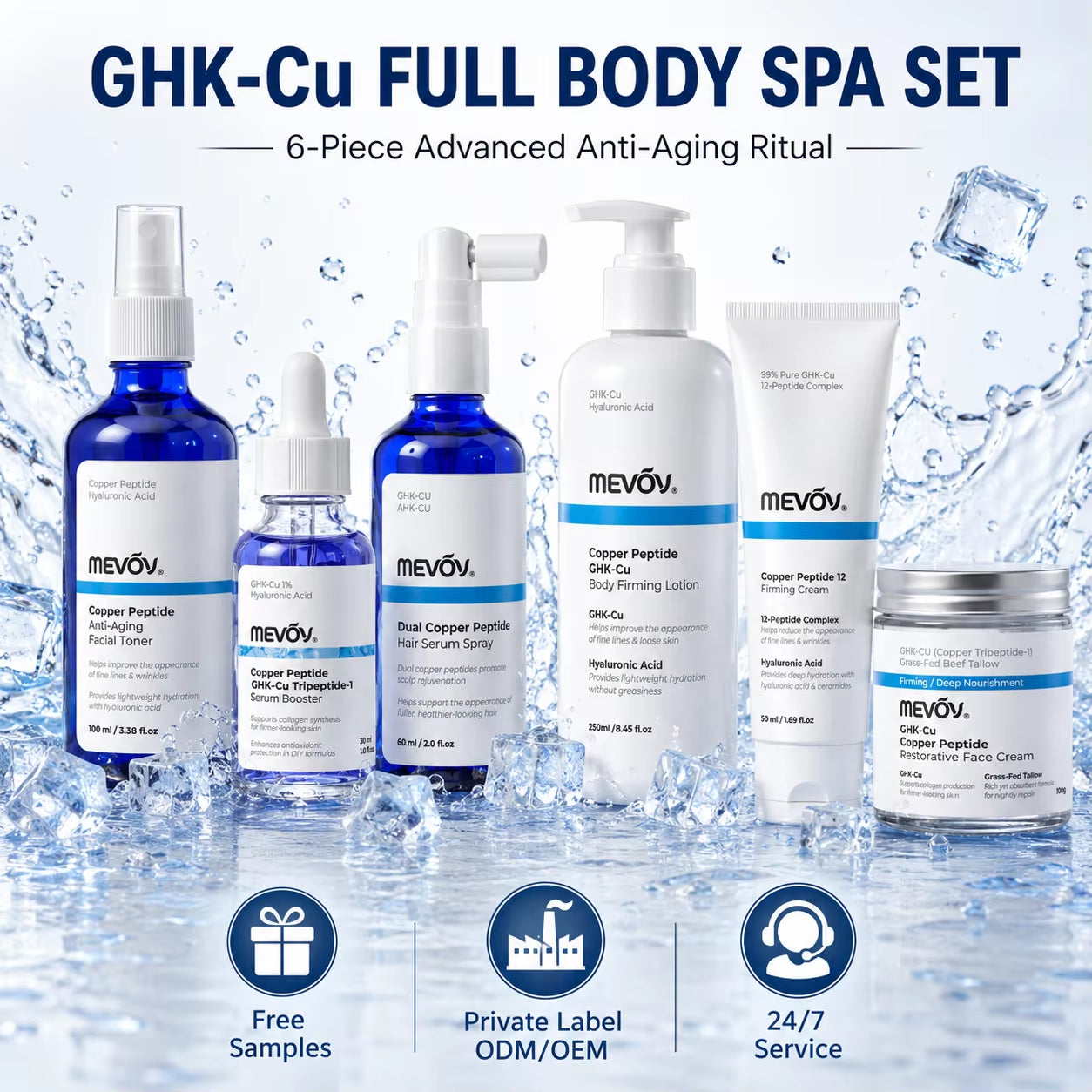 Ghk-Cu Anti-Aging Ritual for Face Body & Hair Care Copper Peptide Skincare Full Body Spa Set Ensemble De Soins Du Corps